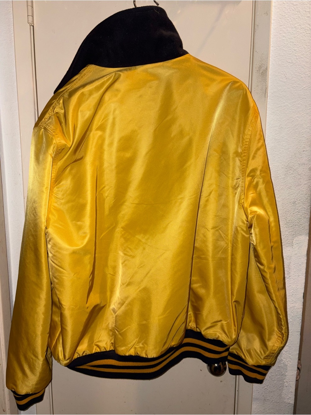 Polo by Ralph Lauren Yellow Satin Bomber Jacket with Black Trim - Picture 4 of 6
